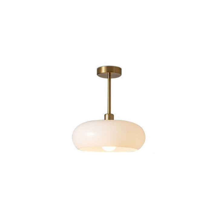 Modern Retro Round Solid Colorful Glass Electroplated Copper 1-Light Pendant Lamp Flush Mount Light-Orizon Depot