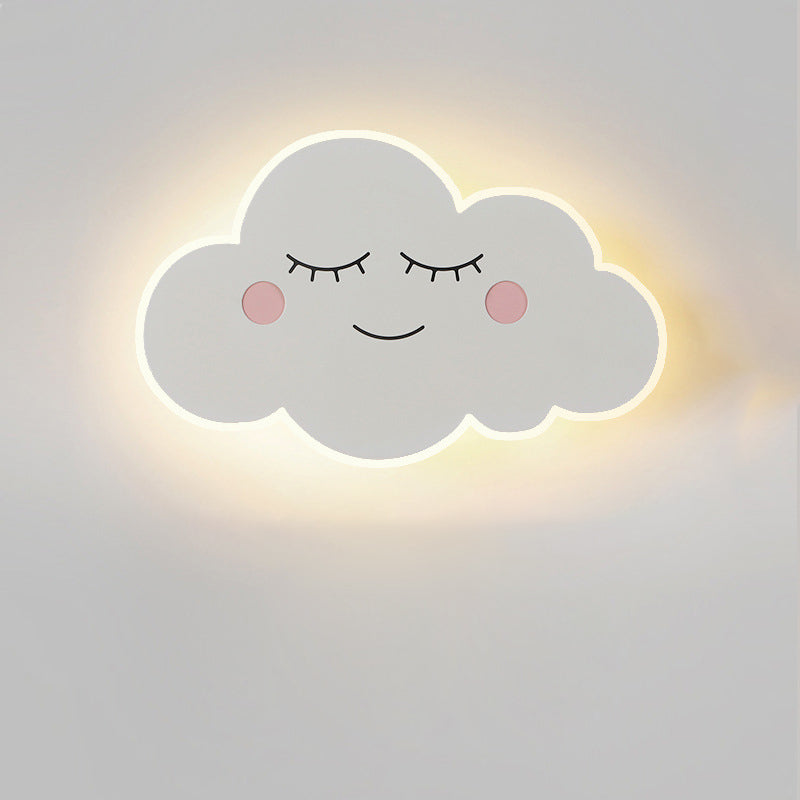 Contemporary Modern Creative Cartoon Smiley Cloud Iron Acrylic Shade LED Kids Wall Sconce Lamp-Orizon Depot