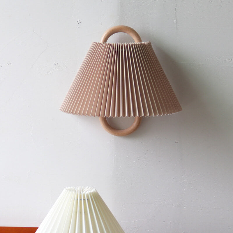 Modern Original Wooden Pleated Semi-Circle 1-Light Wall Sconce Lamp