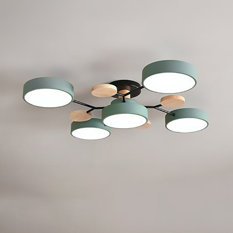 Contemporary Scandinavian Round Molecule Branch Design LED Semi-Flush Mount Ceiling Lamp For Bed Room