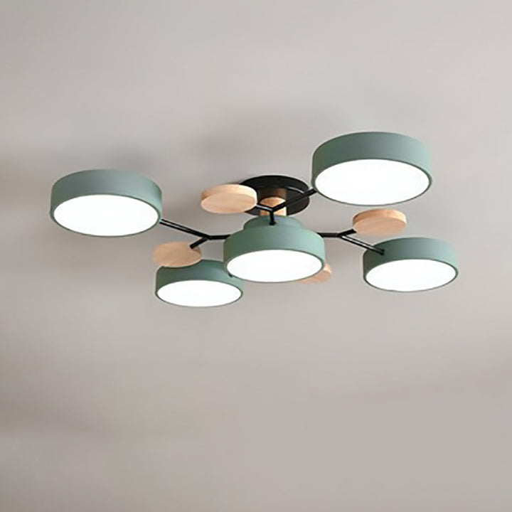 Contemporary Scandinavian Round Molecule Branch Design LED Semi-Flush Mount Ceiling Lamp For Bed Room-Orizon Depot