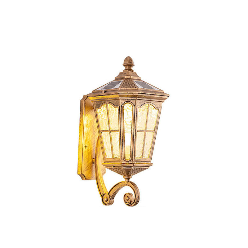 European Solar Outdoor Lantern Aluminum Glass Waterproof 1-Light Wall Sconce Lamp for Elegant Exteriors-Orizon Depot