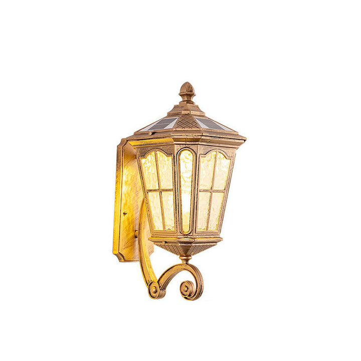 European Solar Outdoor Lantern Aluminum Glass Waterproof 1-Light Wall Sconce Lamp for Elegant Exteriors-Orizon Depot