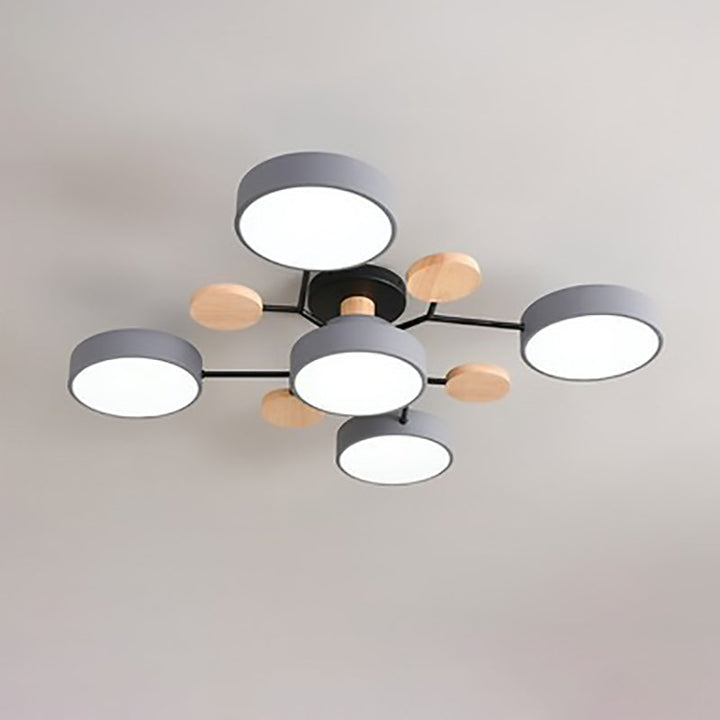 Contemporary Scandinavian Round Molecule Branch Design LED Semi-Flush Mount Ceiling Lamp For Bed Room-Orizon Depot