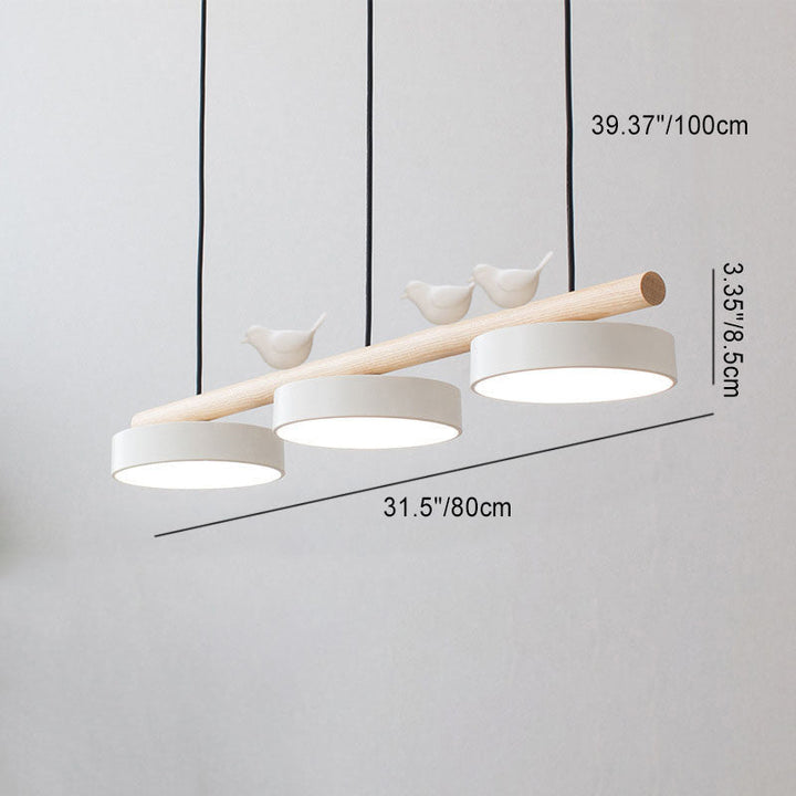 Nordic Creative Bird Wood Linear LED Island Chandelier-Orizon Depot