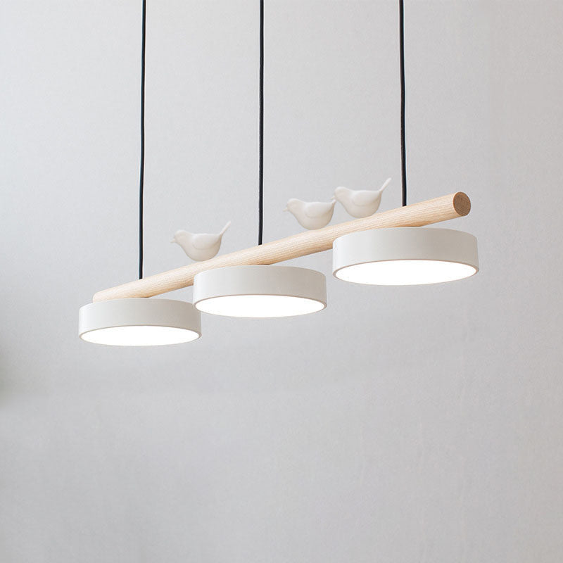 Nordic Creative Bird Wood Linear LED Island Chandelier-Orizon Depot