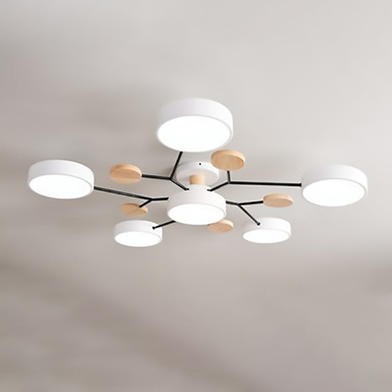 Contemporary Scandinavian Round Molecule Branch Design LED Semi-Flush Mount Ceiling Lamp For Bed Room