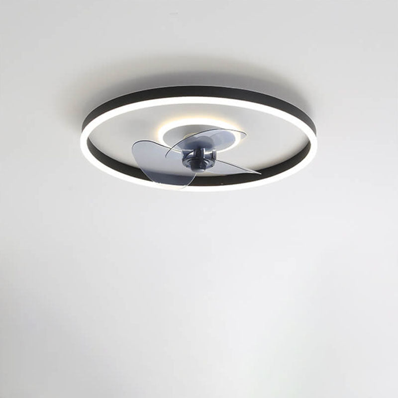 Nordic Simplistic Round Invisible LED Flush Mount Ceiling Fan Light