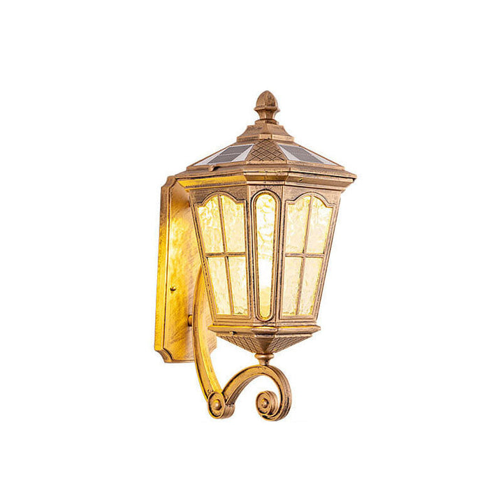 European Solar Outdoor Lantern Aluminum Glass Waterproof 1-Light Wall Sconce Lamp for Elegant Exteriors-Orizon Depot