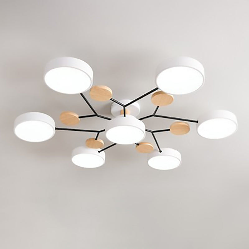 Contemporary Scandinavian Round Molecule Branch Design LED Semi-Flush Mount Ceiling Lamp For Bed Room-Orizon Depot