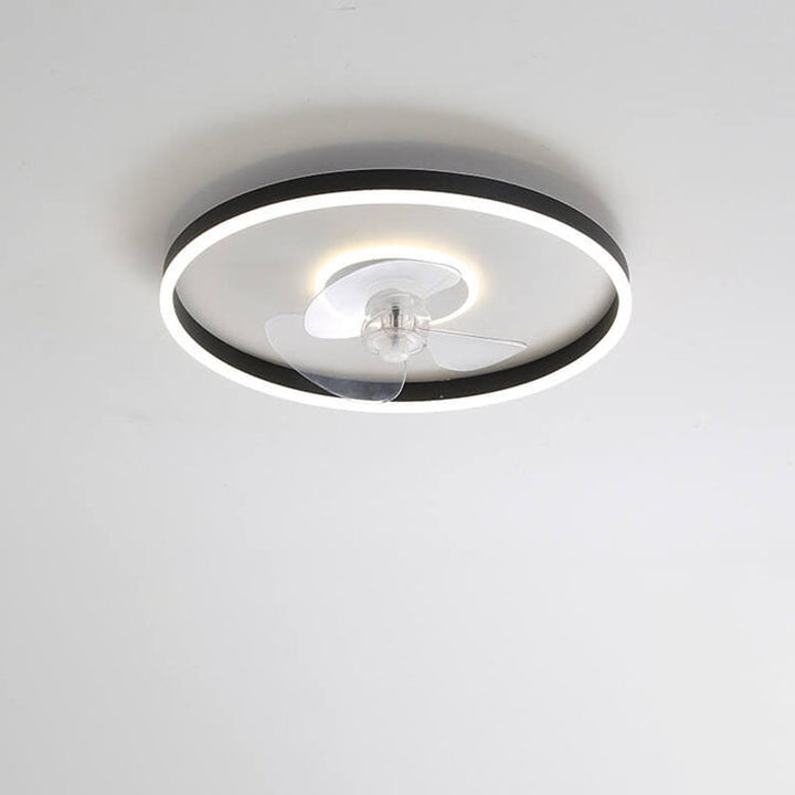 Nordic Simplistic Round Invisible LED Flush Mount Ceiling Fan Light-Orizon Depot
