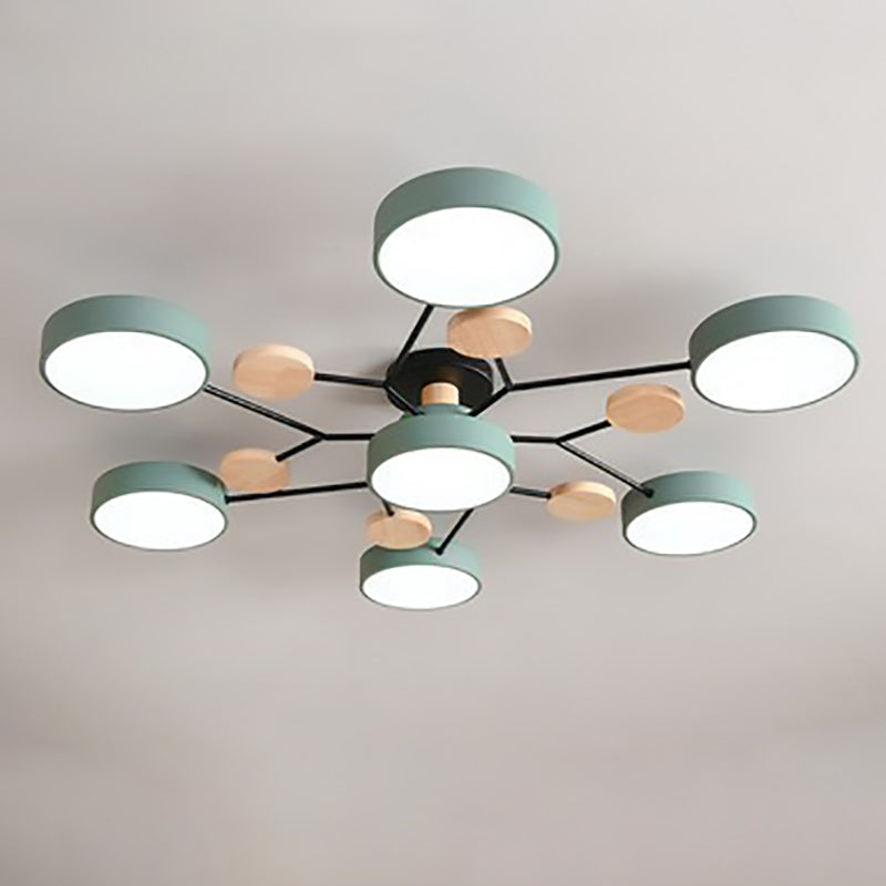 Contemporary Scandinavian Round Molecule Branch Design LED Semi-Flush Mount Ceiling Lamp For Bed Room-Orizon Depot
