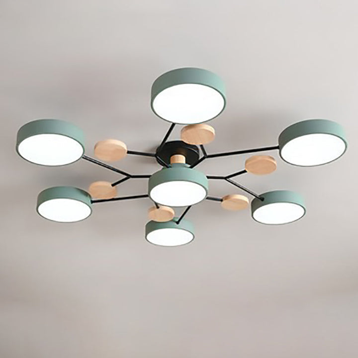 Contemporary Scandinavian Round Molecule Branch Design LED Semi-Flush Mount Ceiling Lamp For Bed Room-Orizon Depot