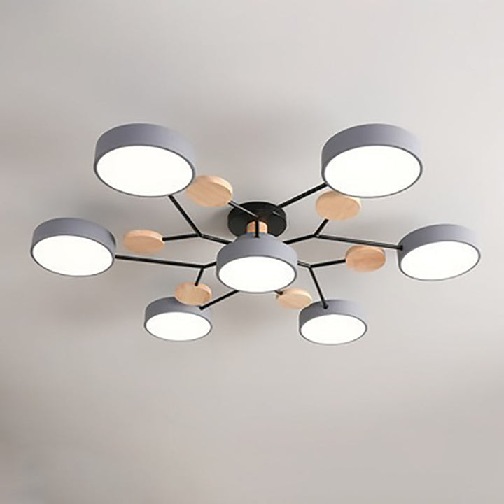 Contemporary Scandinavian Round Molecule Branch Design LED Semi-Flush Mount Ceiling Lamp For Bed Room-Orizon Depot