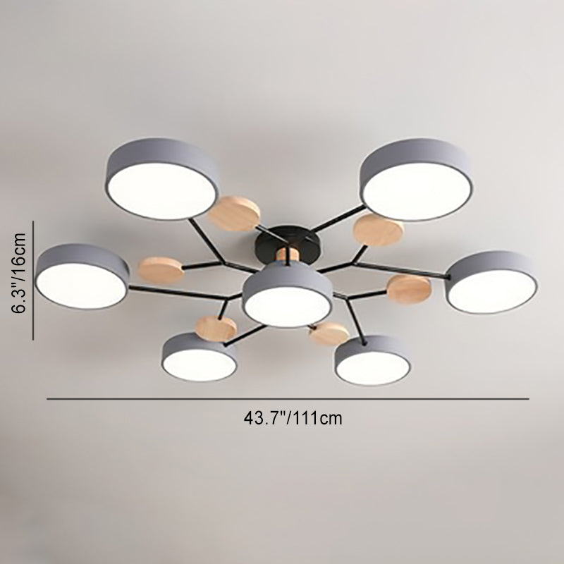 Contemporary Scandinavian Round Molecule Branch Design LED Semi-Flush Mount Ceiling Lamp For Bed Room-Orizon Depot