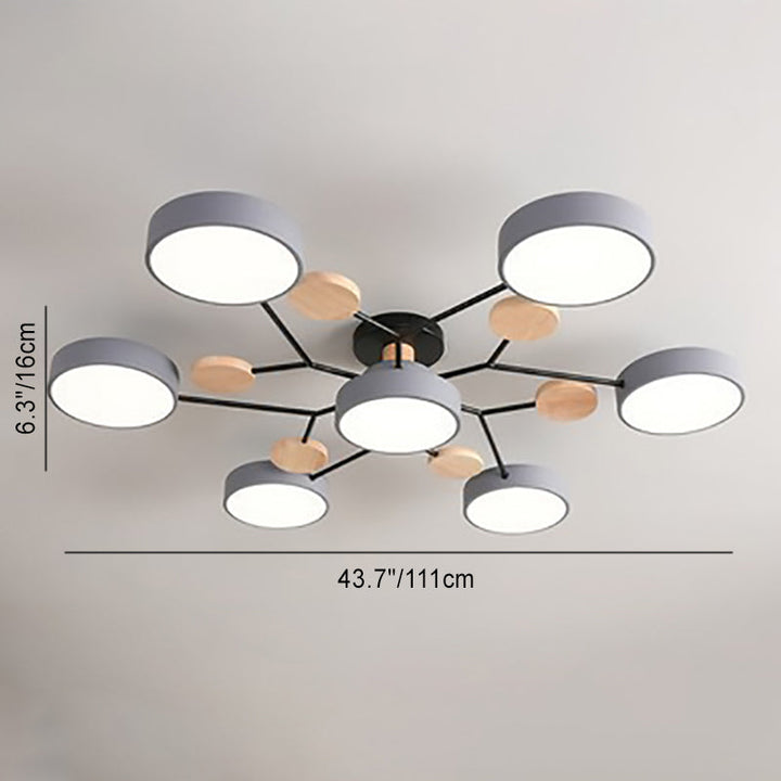Contemporary Scandinavian Round Molecule Branch Design LED Semi-Flush Mount Ceiling Lamp For Bed Room-Orizon Depot
