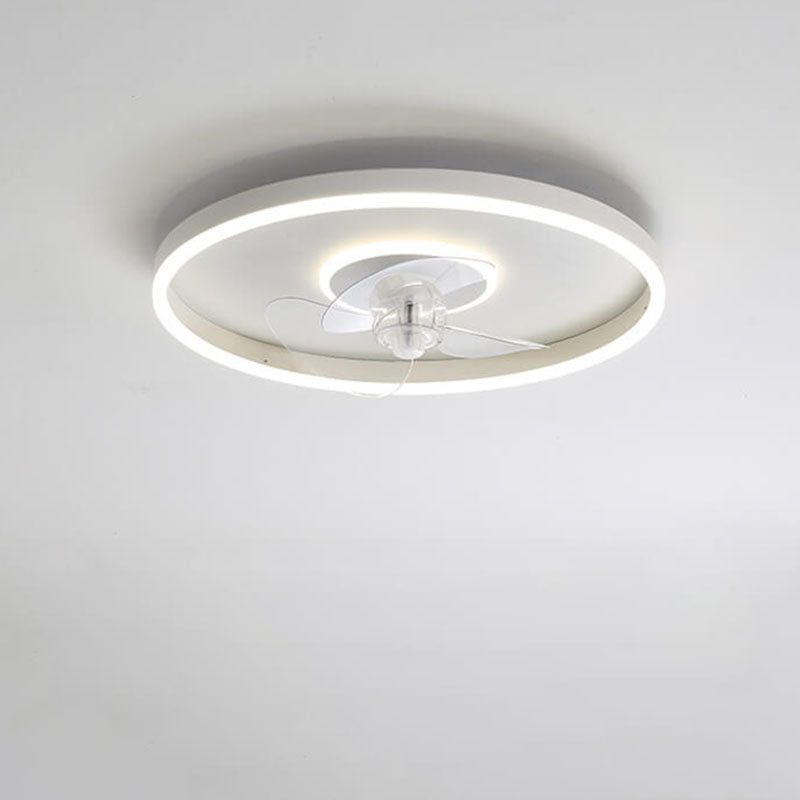 Nordic Simplistic Round Invisible LED Flush Mount Ceiling Fan Light-Orizon Depot