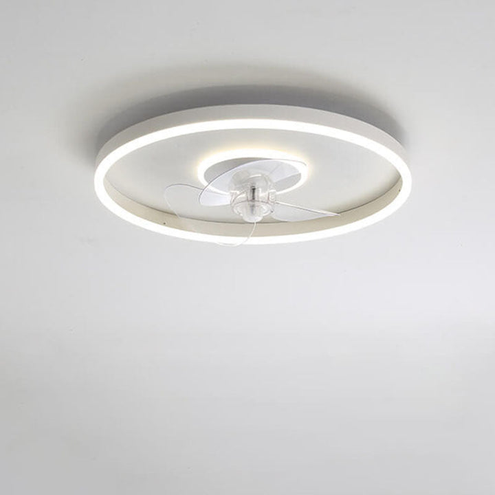 Nordic Simplistic Round Invisible LED Flush Mount Ceiling Fan Light-Orizon Depot