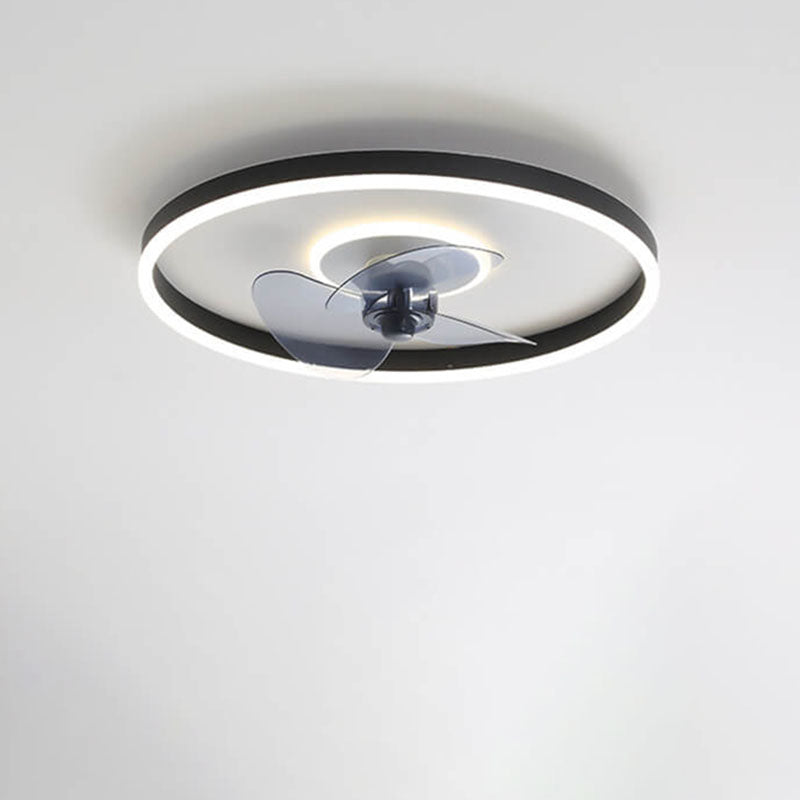 Nordic Simplistic Round Invisible LED Flush Mount Ceiling Fan Light-Orizon Depot
