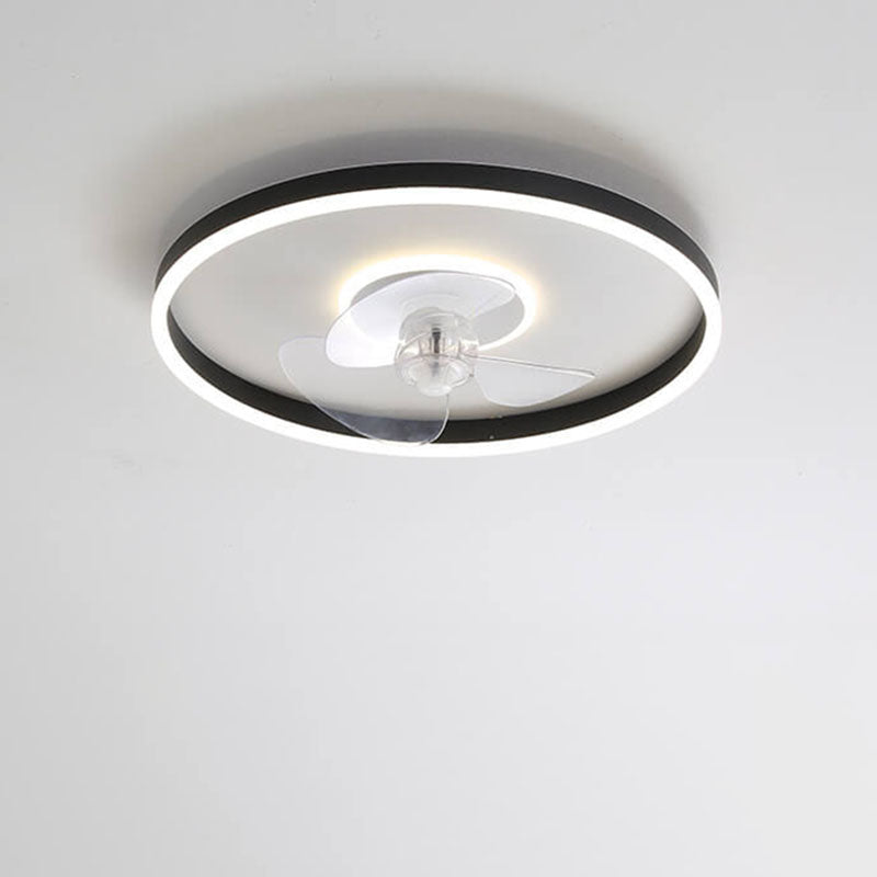Nordic Simplistic Round Invisible LED Flush Mount Ceiling Fan Light-Orizon Depot