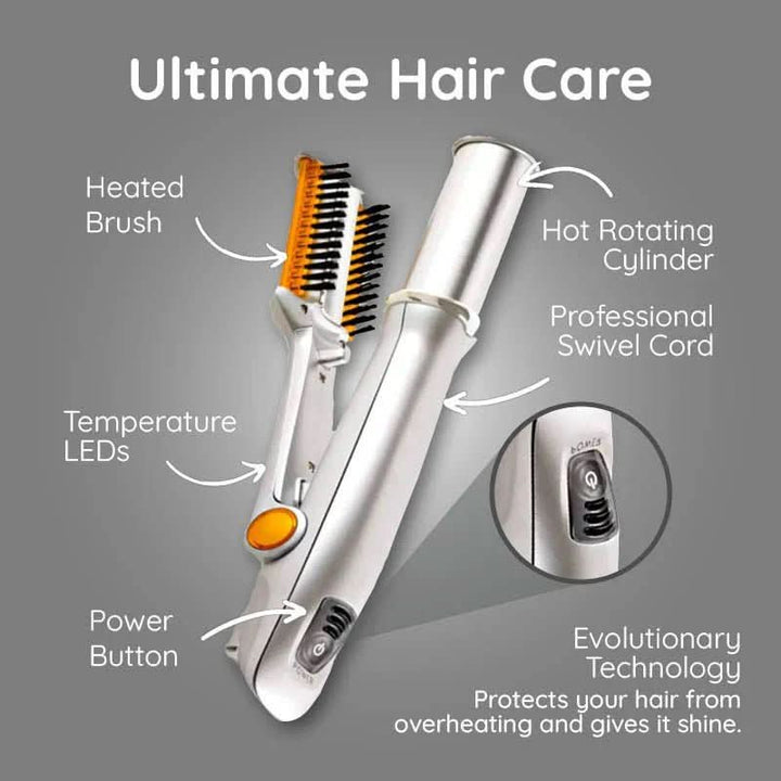 2-in-1 Rotating Hair Brush for Effortless Styling and Smoothing-Orizon Depot