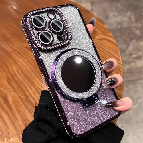Glitter Phone Case with Mirror and Magnetic Stand-Orizon Depot