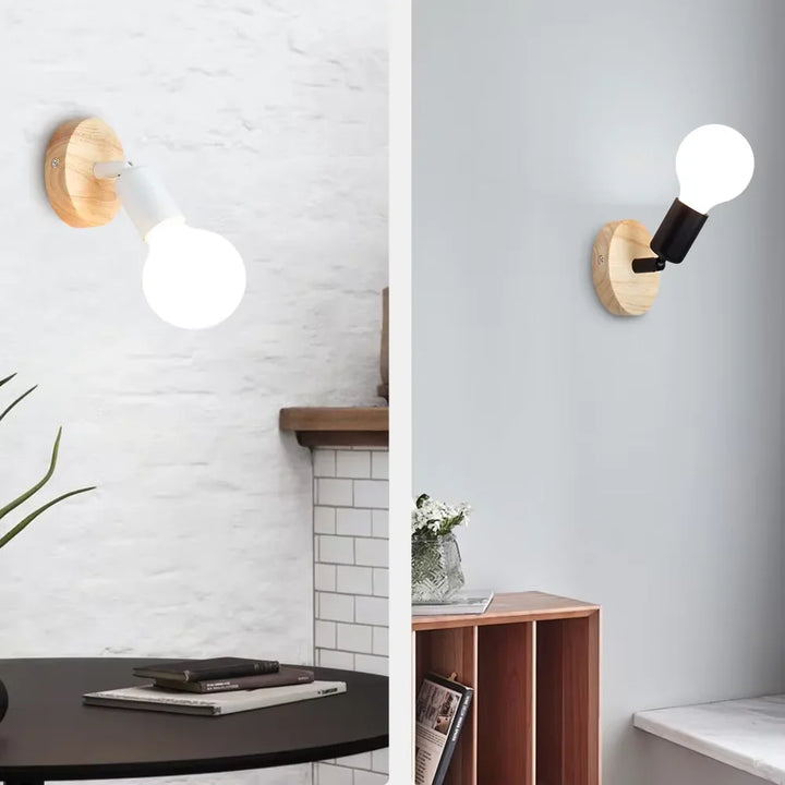 Vintage Retro Adjustable Wall Lamp | Wooden and Metal Sconce