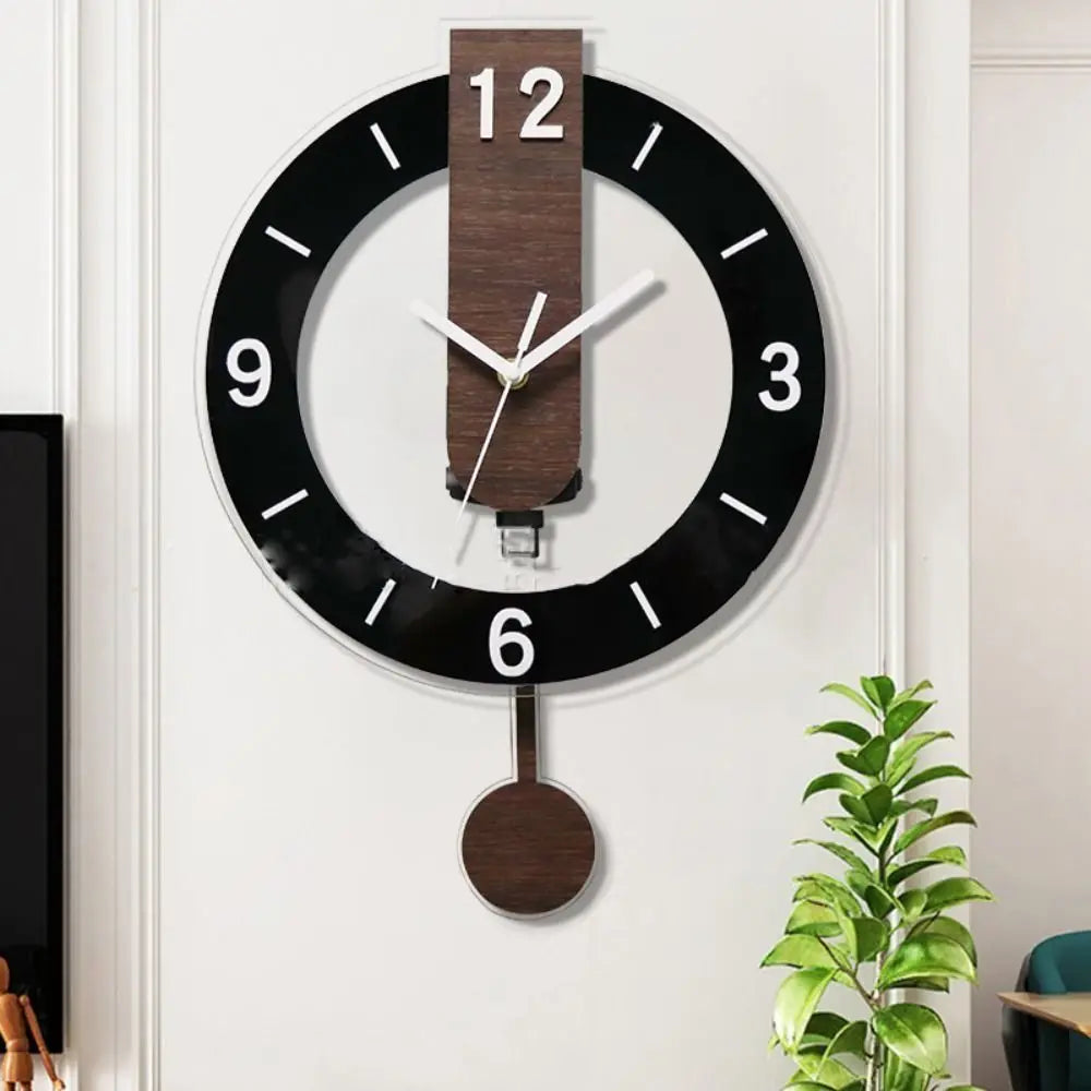Minimalist Pendulum Wall Clock | Modern Acrylic and Wood Style