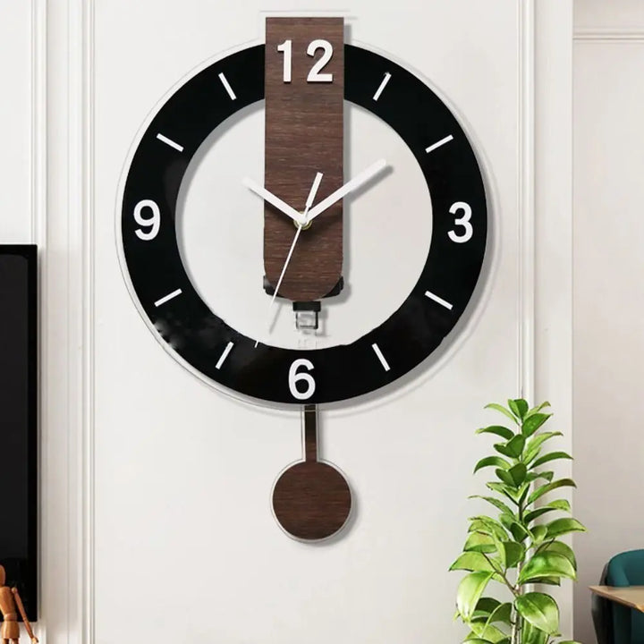 Minimalist Pendulum Wall Clock | Modern Acrylic and Wood Style