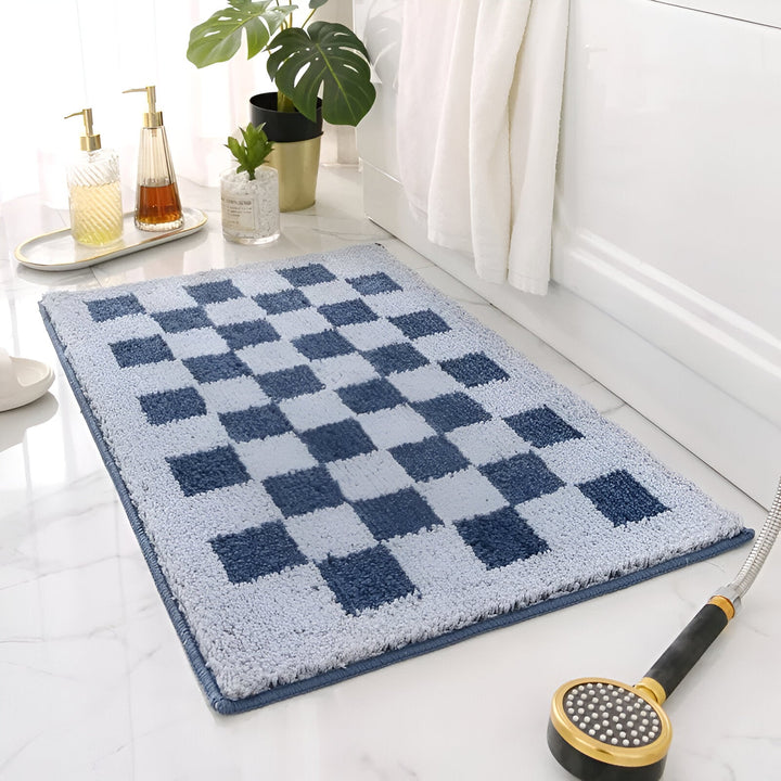 Plush Checkered Bath Mat for Ultimate Comfort and Style-Orizon Depot