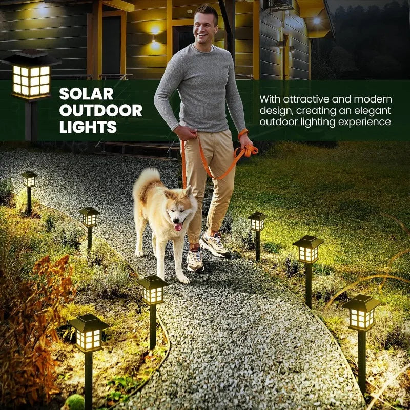 2 Pack Waterproof Solar Pathway Lights for Garden and Outdoor Use