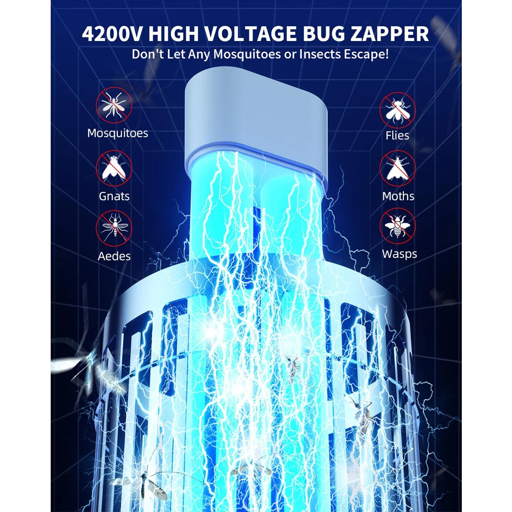 Outdoor Mosquito Zapper with Dual LED Light and 4200V Electric Trap