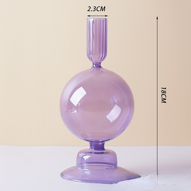 Lilac Glass Candle Holder for Elegant Home Decor-Orizon Depot