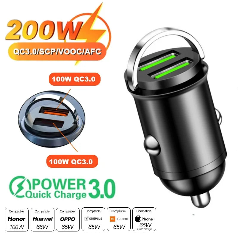 100W/200W PD QC3.0 Mini Car Charger