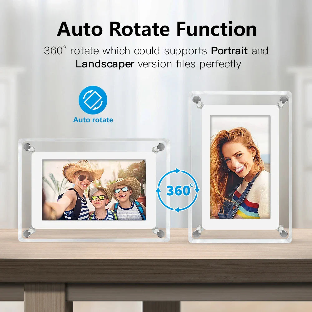 Portable Acrylic Digital Photo Frame with IPS Display and Battery