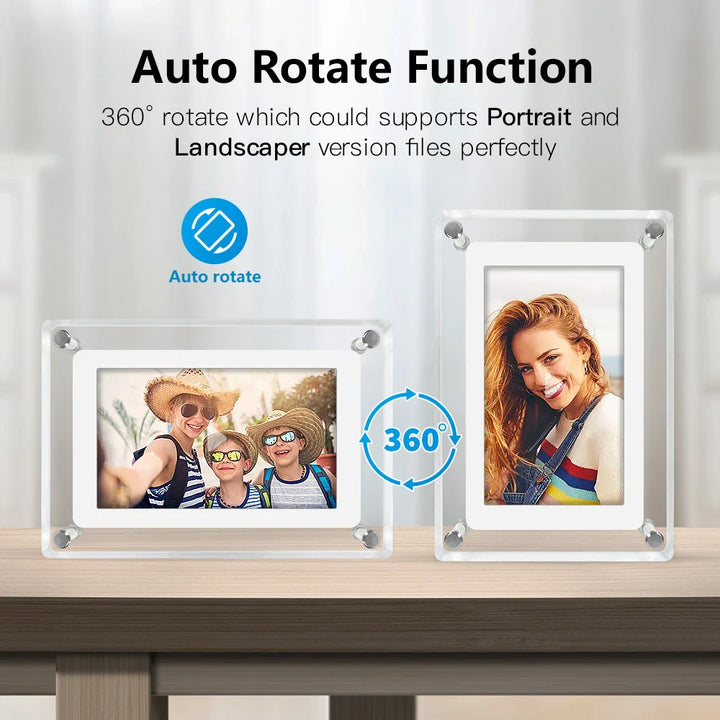 Portable Acrylic Digital Photo Frame with IPS Display and Battery