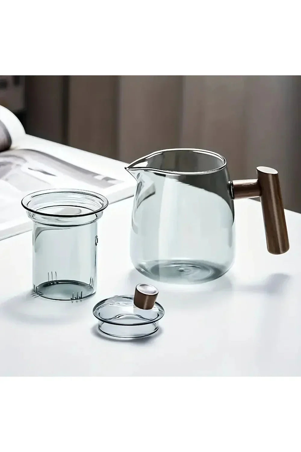 Wood Handle Glass Teapot for Perfect Brewing and Serving-Orizon Depot