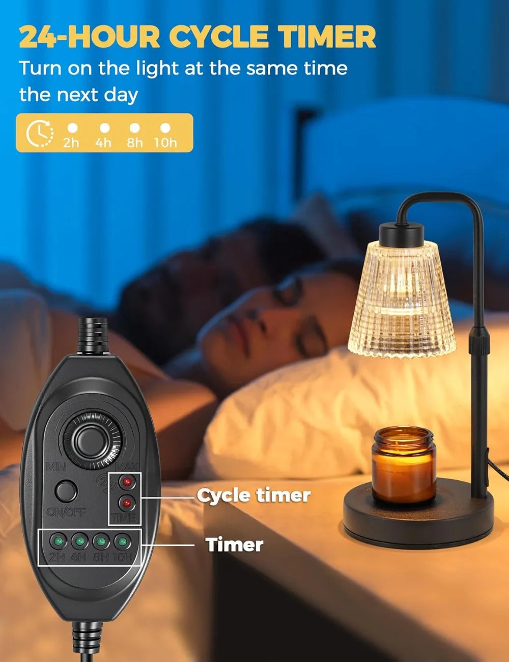 Candle Warmer Lamp with Timer, Dimmable, Adjustable Height