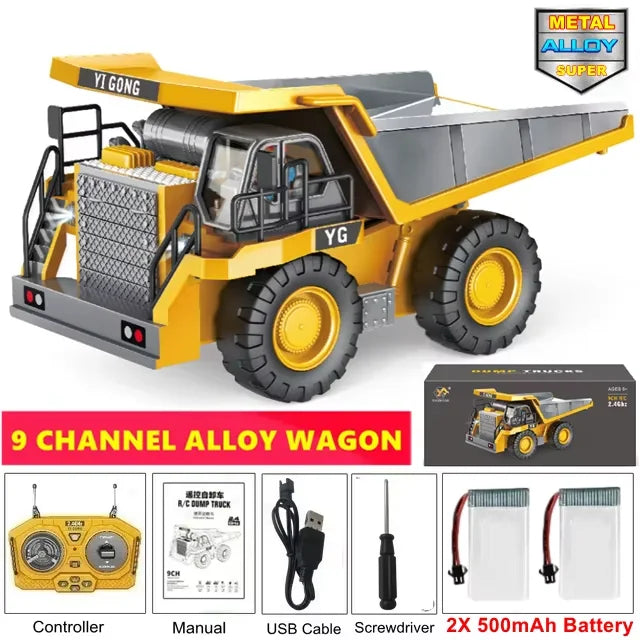 Remote Control 4WD Excavator Dump Truck Bulldozer Toy for Kids