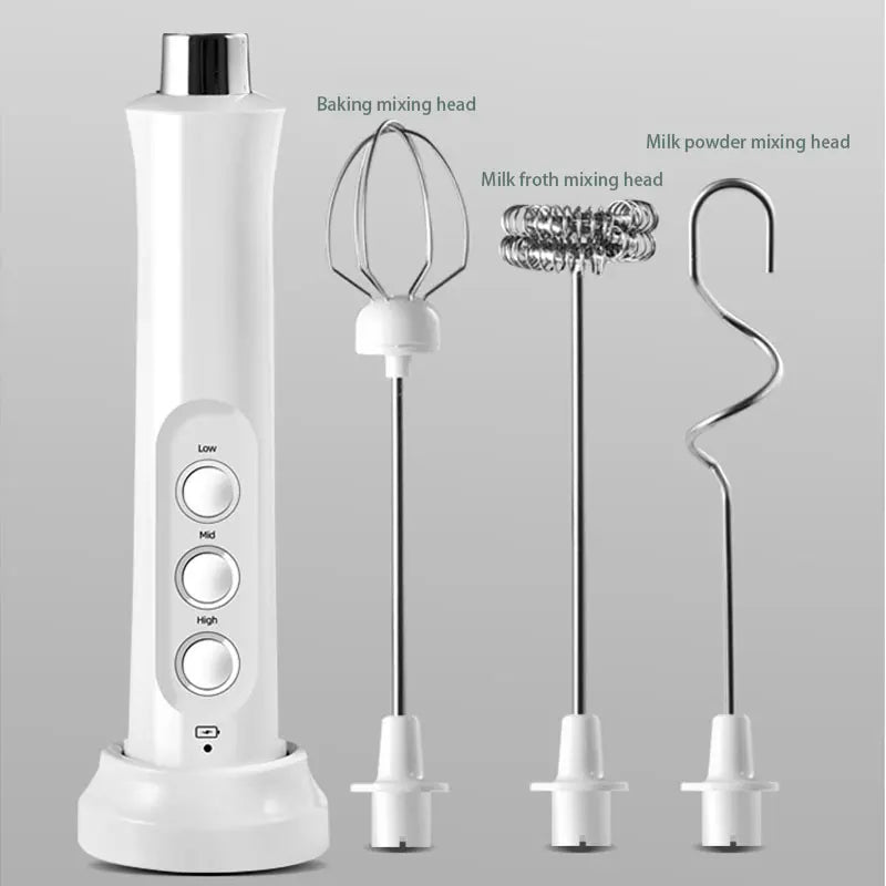 3-in-1 Rechargeable Electric Milk Frother Handheld Drink Mixer-Orizon Depot