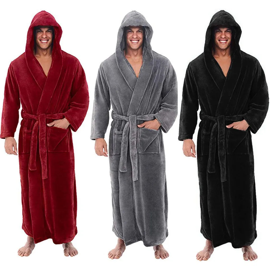 Cozy Hooded Bathrobe for Men - Perfect for Relaxation and Comfort-Orizon Depot