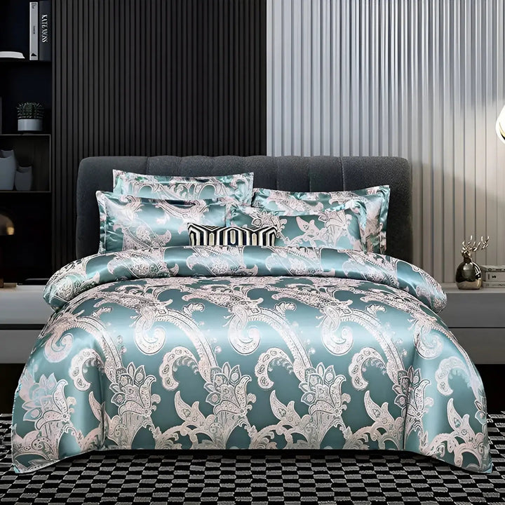 Chic Satin Jacquard Duvet Cover for Elegant Luxury Bedroom Decor-Orizon Depot