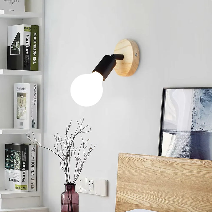 Vintage Retro Adjustable Wall Lamp | Wooden and Metal Sconce