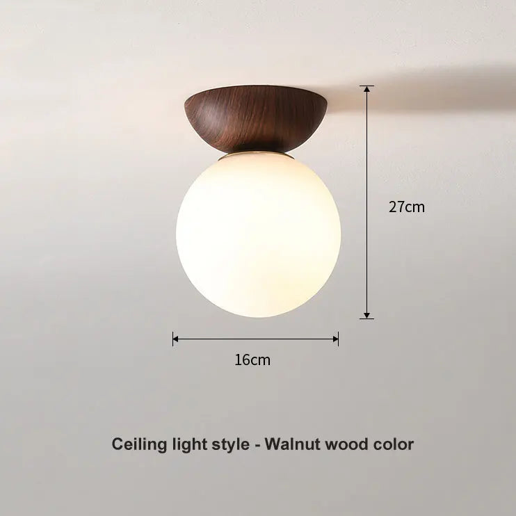 Nordic Glass Ball Ceiling and Pendant Light with Wood Finish