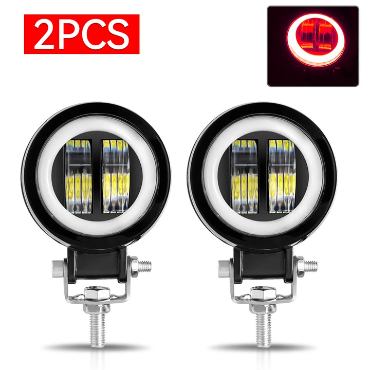 20W 3-Inch Motorcycle LED Angel Eye Work Fog Light Bar for Offroad Use