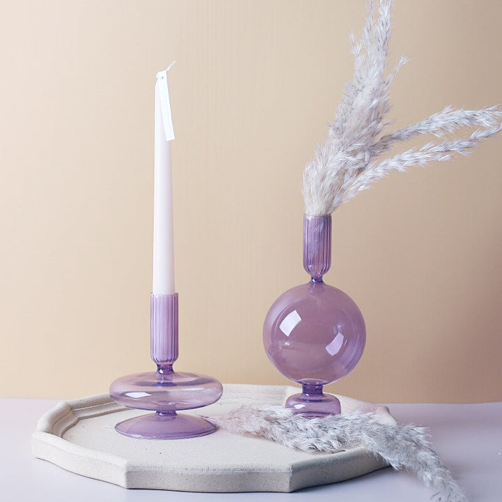 Lilac Glass Candle Holder - Elegant Home Décor Accent-Orizon Depot