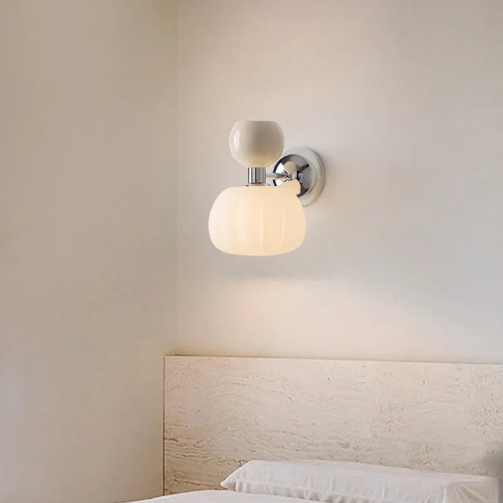Modern Glass and Metal Pumpkin Wall Lamp Sconce