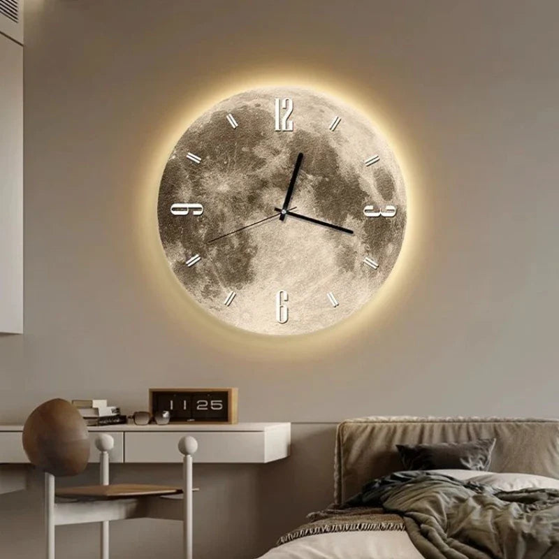 Illuminated Moon Design LED Wall Clock for Unique Home Decor