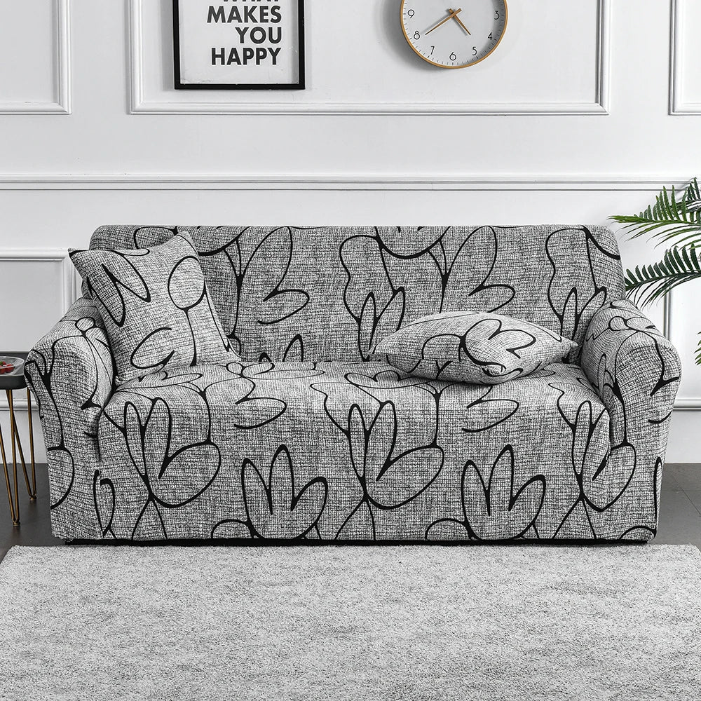 Elastic Flower Printed Sofa Cover - Spandex Furniture Protector for Home