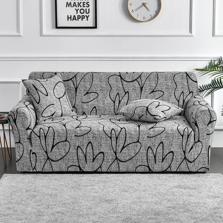 Elastic Flower Printed Sofa Cover - Spandex Furniture Protector for Home